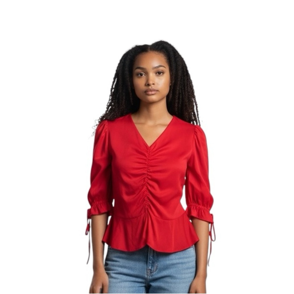 ASOS Ruched Peplum style back zipper business casual shirt
